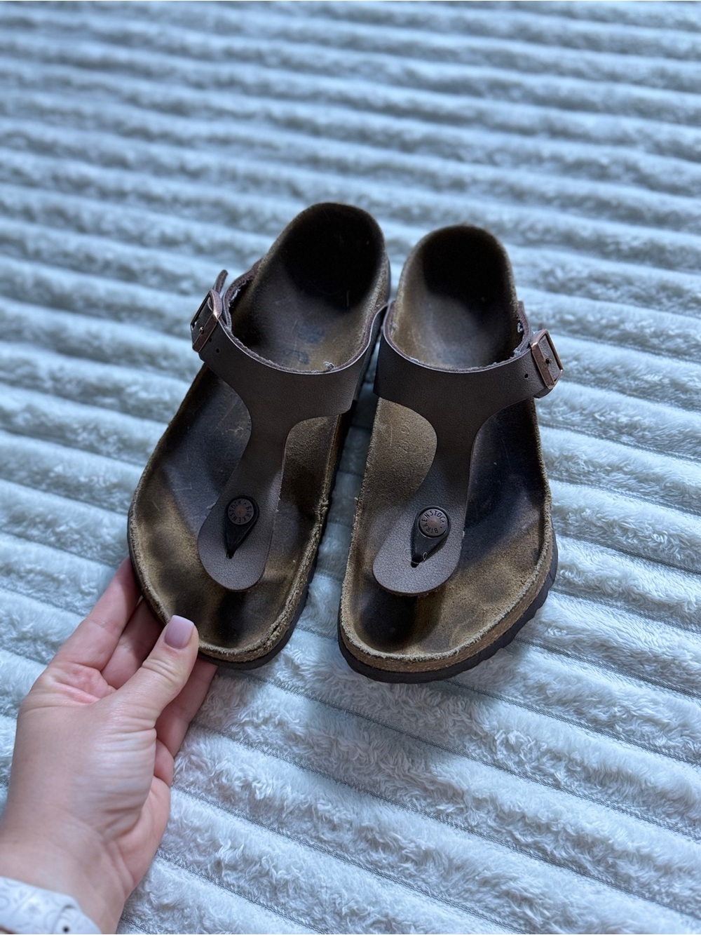 Birkenstock Women's Brown Thong Sandals Buckle Adjustable Cork Insole EU 37 US 6